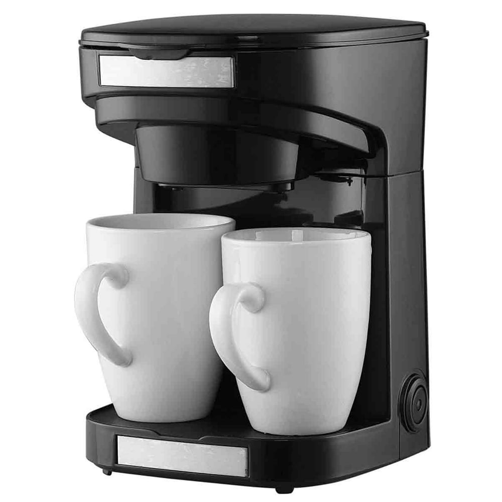 2 Cup/Person Coffee Maker, Drip Coffee Machine With Porcelain Cup and Removable Filter,Black