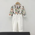 thumbnail image 2 of bbymog Toddler Baby Boy Clothes 1-12 Boy Gentleman Suit Long Sleeve Shirt +Suspender Pants +Bowtie Toddler Dress Fall Boy Outfit White G 1 Years, 2 of 9