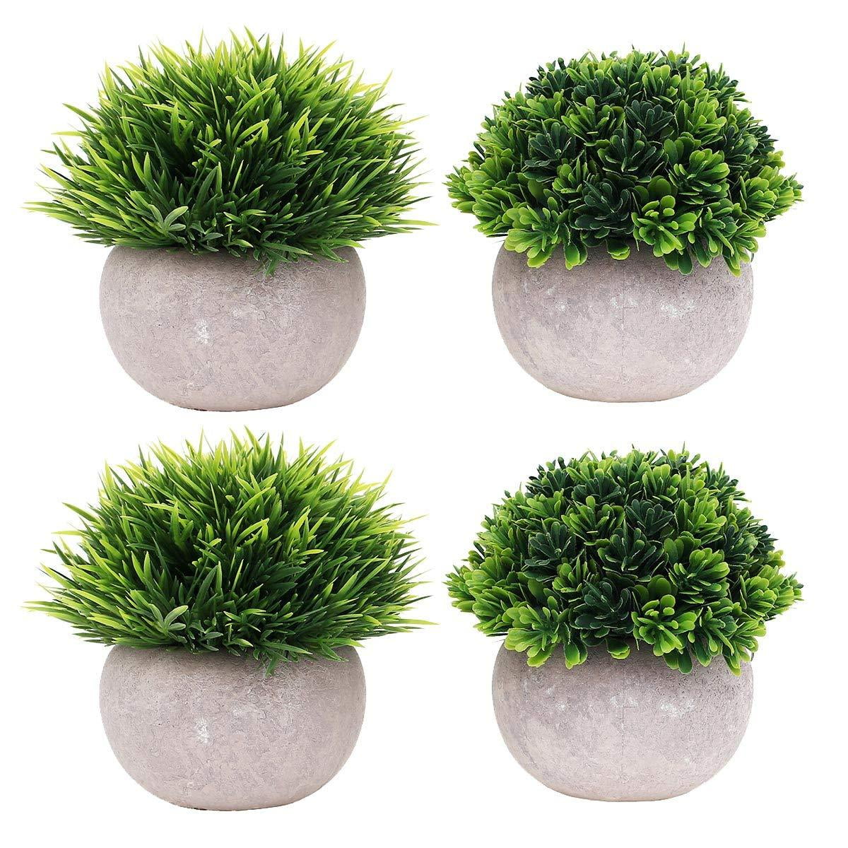 UltraOutlet 2-Pack Small Artificial Plants Faked Mini Plants Potted 