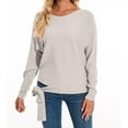 thumbnail image 6 of Turilly Women's Solid V-neck Sweaters with Loose Drawstring Pullover Knitted Sweater Tops, 6 of 6
