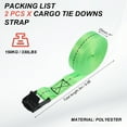 thumbnail image 2 of Uxcell Cam Buckle Tie Down Straps Lashing Securing Strap Track Spring Fittings for Motorcycle Trailer Kayak Cargo 1" x 10' Green, 2 of 6