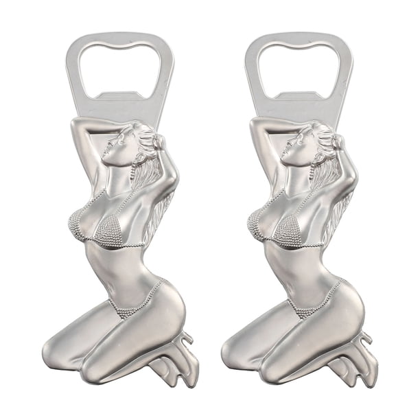 2pcs Metal Frigorífico Imán Pegatinas Sexy Mujeres Abrebotellas Montado en la pared Abrebotellas
