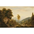thumbnail image 2 of Josef Burgaritzky 14x11 Black Ornate Wood Framed Double Matted Museum Art Print Titled: Winter Landscape with Decorative Figures, 2 of 5