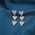 thumbnail image 6 of Boho Rhinestone Heart Earrings Silver Crystal Heart Dangle Earrings CZ Heart Stud Earrings Triple Heart Love Earrings Sparkly CZ Heart Wedding Earrings Jewelry for Women, 6 of 7