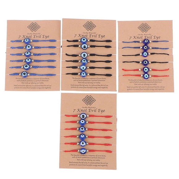 6pcs/set Lucky Evil Eye Bead Bracelet Women Rope String Braided Bangle Jewelry