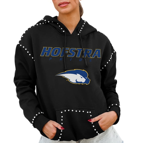 Women's Gameday Couture Black Hofstra University Pride Studded Pullover Hoodie