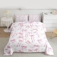 thumbnail image 2 of jejeloiu Pink Ribbon Bow Twin Comforter Sets,Cartoon Bowknot Bowtie Bedding Set For Girl Reversible 2pcs, 2 of 8