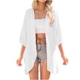 thumbnail image 3 of BXINGOHAI Cardigan for Women 3/4 Sleeve Lightweight Summer Cardigan Loose Beach Cover Up White S, 3 of 7