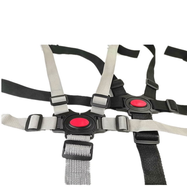 Paquete de 2 cinturones de seguridad ajustables para bebés, arnés de 5 puntos, correas para silla alta, soporte universal para cinturón seguro para cochecito de niños, cochecito de bebé (neg