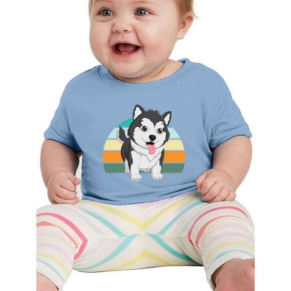 Husky Pup Retro Design T-Shirt Infant -Image by Shutterstock, 6 Months