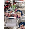 thumbnail image 4 of Outdoor Tablecloth with Umbrella Hole and Zipper, Navy Blue Gingerbread Christmas Round Table Cloth 54 Inch Waterproof Tablecloth, Xmas Tree Gift House Star Picnic Table Cover for Patio Camping, 4 of 7