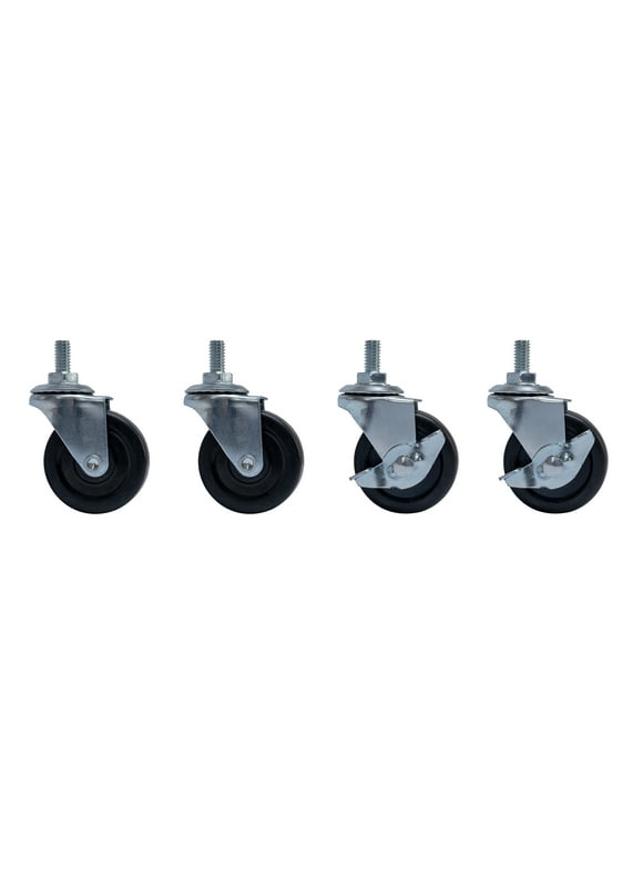 Hyper Tough 2-Inch Swivel Casters, Black Rubber, Holds up to 200 lbs (4 Pack)
