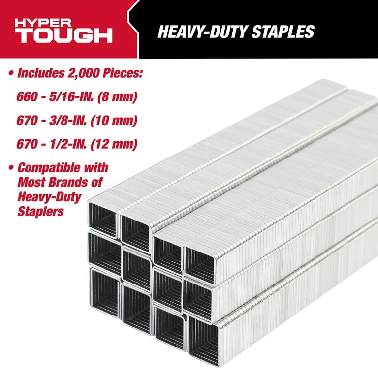 Hyper Tough Heavy Duty Staple Assortment 2000 Pieces for DIY and