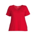 thumbnail image 5 of RealSize Women's Plus Lace V-Neck Tee with Short Sleeves, 5 of 5