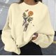 thumbnail image 2 of Mujeres moda casual estampado cuello redondo suelta manga larga blusa corta sudaderas sin capucha Fridja fjkfkj2927, 2 of 8