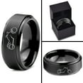 thumbnail image 4 of Tungsten Motorcycle Bike Motor Bicycle Band Ring 8mm Men Women Comfort Fit Black Step Bevel Edge Brushed Polished, 4 of 4