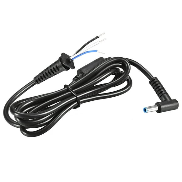 Cable adaptador de alimentación de CC en ángulo recto Uxcell 4.5mm x 3.0mm enchufe macho 4 pies de longitud negro 2pcs