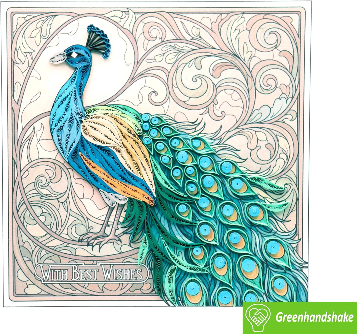 Majestic Peacock, Quilling Card 3D - Unique Dedicated Handmade, Design Greeting for Birthday, Valentine's Day, Mothers Spring, Fathers Graduation, Wedding, Anniversary, Thank You, Get Well, All