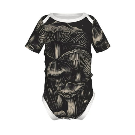 

Gaeub Monochrome Mushroom Artwork Print Infant Climbing Onesie Toddler Outfit Newborn Baby Bodysuit Baby Boy Girl Clothes -12 Months