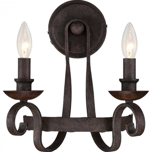 Quoizel Noble Traditional Wall Sconce Rustic Black 2 Lights B10 Candelabra