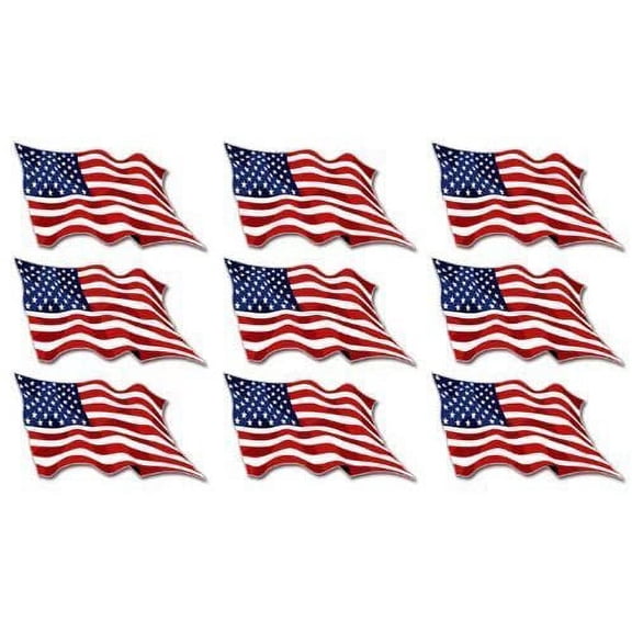 Sheet of 9: USA Waving Flag 3M Reflective stickers| American us scrapbook decals
