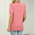 thumbnail image 6 of Homenesgenics Womens Tops under $5 Fashion Women's Casual Solid Color Stand-up V-Neck Short Sleeve Shirts Tops Blouse Pink XXL, 6 of 6