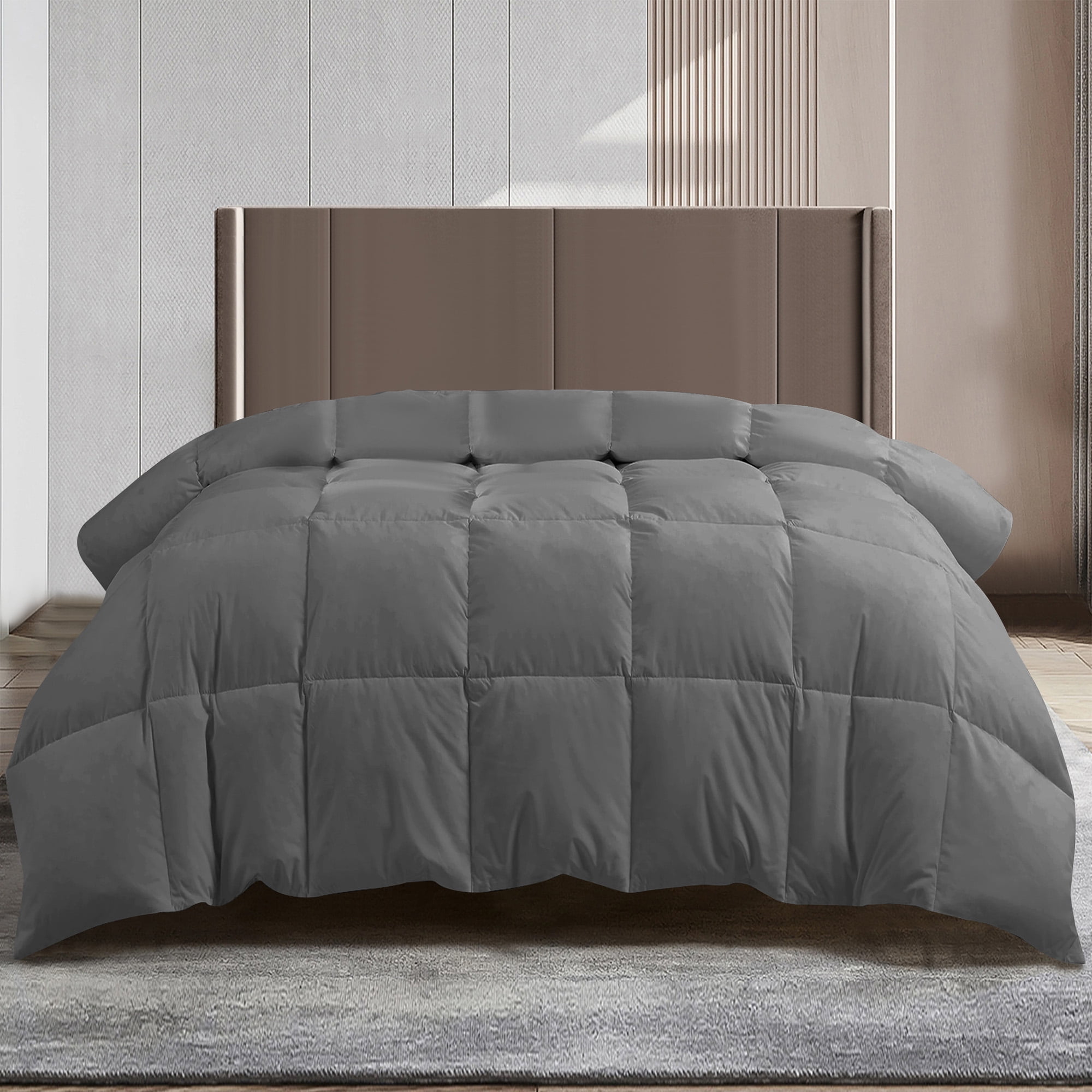 Lux Decor Collection Twin Comforter All Season Down Alternative Quilted Comforter Duvet Insert with Corner Tabs - Duvet Insert Twin Comforter only (Twin, Grey)