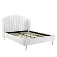 thumbnail image 3 of Modway Lana Queen Performance Velvet Wingback Platform Bed in White, 3 of 10