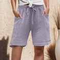thumbnail image 5 of larppty Women Shorts for Seniors Summer Casual High Waisted Drawstring Wide Leg Womens Gauze Short Shorts（Grey， S）, 5 of 8