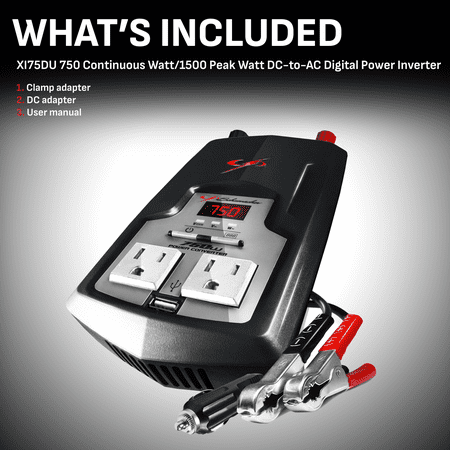 Schumacher XI75DU 750 Continuous Watt,1500 Peak Watt DC-to-AC Digital Power Inverter, New in Box