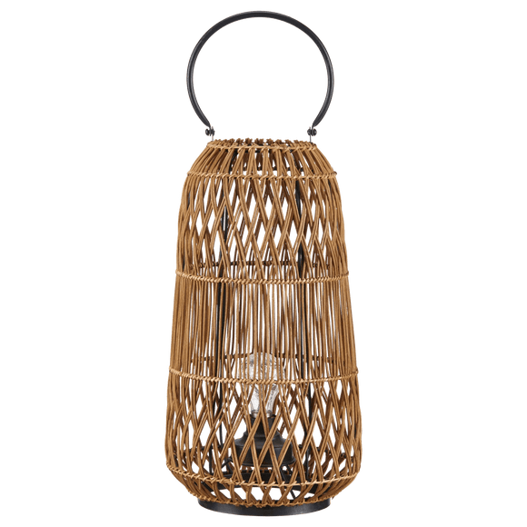 Bouclair Outdoor Natural & Black Rattan Lantern with Metal Handle