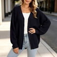thumbnail image 6 of thefnos Women's Knit Open Front Sweaters Chunky Loose Long Sleeve Button Cardigan Outerwear Ladies Oversized Coat Casual Fall Winter Outfit, Black S, 6 of 8