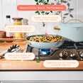 thumbnail image 3 of Beautiful 18-Piece Ceramic Nonstick Cookware Set, Pots & Pans with Strainer Lids & Kitchen Utensils, Hydrangea by Drew Barrymore, 3 of 22