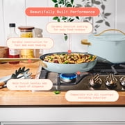 Beautiful 18-Piece Cookware Set, Pots & Pans with Strainer Lids & Kitchen Utensils, EverGood Ceramic Nonstick Coating, Hydrangea by Drew Barrymore