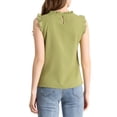 thumbnail image 3 of Allegra K Women Ruffled Mandarin Collar Sleeveless Pleated Work Blouse Pea Green XL, 3 of 7