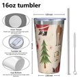 thumbnail image 4 of 16oz Tumblers Beige Christmas Santa and Animal Pattern Stainless Steel Vacuum Insulated Double Wall Travel Tumbler Cups Mug with Lid and Straw,Cleaning Brush for Coffee,Tea, 4 of 4