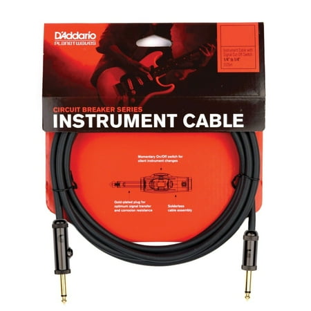 D'Addario PW-AG Circuit Breaker 1/4" Straight Instrument Cable 10 ft.