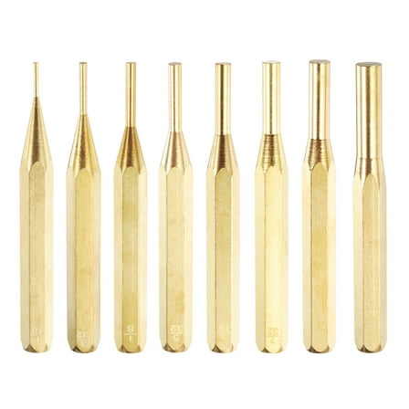 Uxcell 8pcs Brass Punch Set 1/16" 3/32" 1/8" 5/32" 3/16" 7/32" 1/4" 5/16" Non-marring Drive Pin Punch for Watch Repair Jewelry