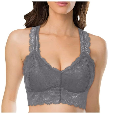 Afdoent Bras For Women Plus Size Lingerie Lace Beauty Back Wrap Sexy V Neck Push Up Bra Without Underwire Classic