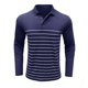 thumbnail image 2 of Blusa y camisa de manga larga con cuello vuelto para hombre, informal, con estampado de rayas, de poliéster, 2 of 6
