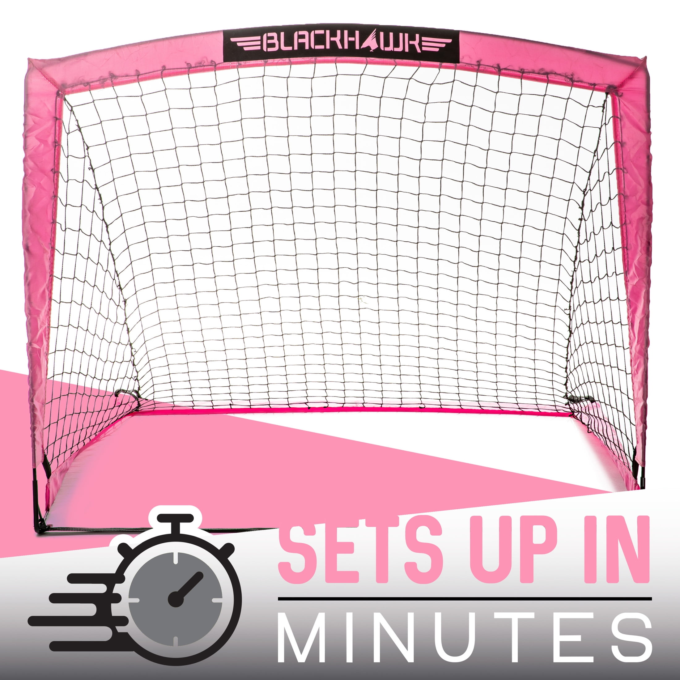 Franklin Sports Blackhawk Soccer Goal - Pop up - Mini Foldable Net - Adult + Kids - 4' x 3' - Pink