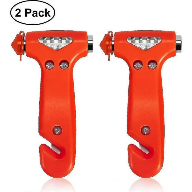2-pack Car Safety Hammer, Auto Emergency Escape Hammer With Window Breaker And Seat Belt Cutter, Striking Red Emergency Escape Tool For Car Accidents