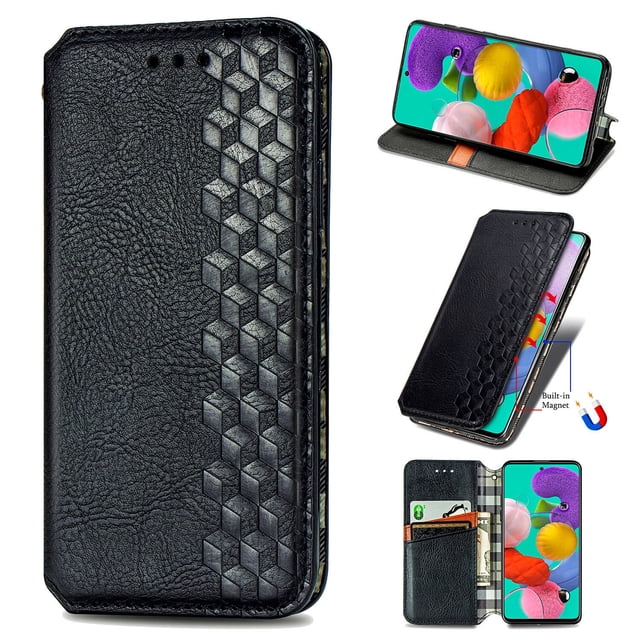 Étui pour Samsung Galaxy A71 5G à Rabat Portefeuille à Rabat Magnétique Protecteur - Noir
