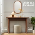 thumbnail image 5 of Wirrytor 43-Inch Square Walnut Console Table for Entryway, Farmhouse Wooden Sofa Tables for Living Room, Behind The Couch Table for Living Room, Entryway Table for Entrance, Plank Entry Table, 5 of 10