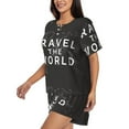 thumbnail image 2 of Bixox Women's Travel The World1 Printed Pajama Set 2 Piece Lounge Set Top and Shorts Soft Pajamas, Shorts with Pockets, 2 of 7