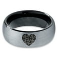 thumbnail image 2 of Tungsten Puzzle Heart Band Ring 8mm Men Women Comfort Fit Black Dome Brushed Gray Polished, 2 of 4