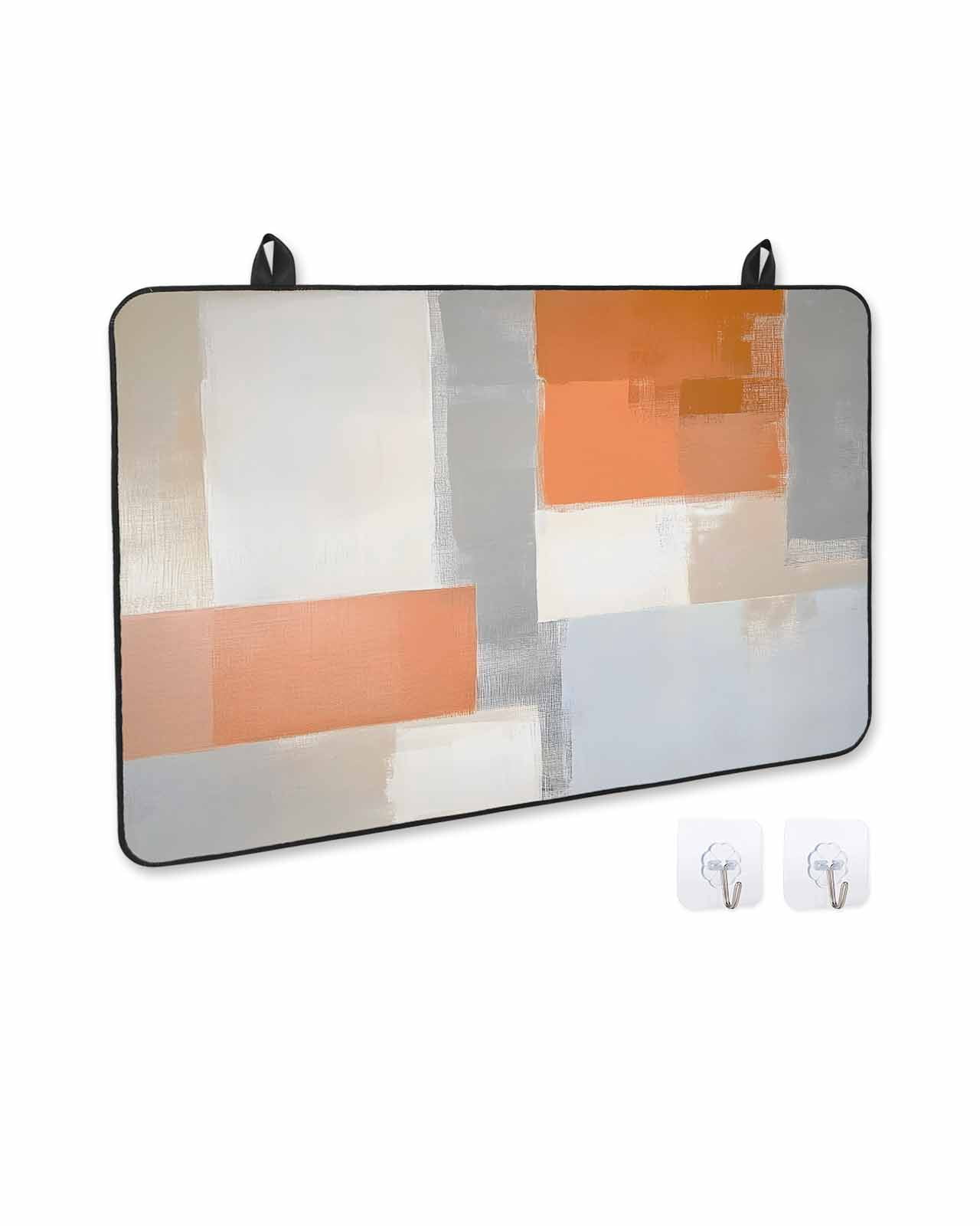 nqOlkjepod Large Induction Cooktop Protector Mat 24"x21", Burnt Orange Grey Stove Top Covers for Electric Stove, Abstract Art Color Block Decorative Stove Burner Cover Mats, Glass Top Stove Cover