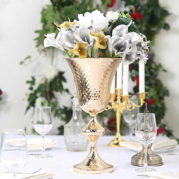 Efavormart Gold Hammered Style Metal Trumpet Vase Centerpiece Gold Vase Dining Room - Walmart ...
