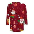 thumbnail image 5 of Mifsaly Christmas Shirts for Women Plus Size 3/4 Sleeve Pullover Tops Crewneck Xmas Funny Printed Classic T-Shirts Bright and Merry Festival Party Blouse 2025 Holiday Gifts Outfits, 5 of 5