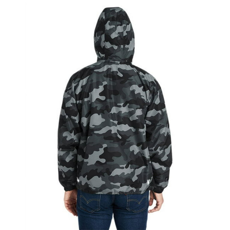 Champion B63284134 Mens Packable Quarter-Zip Jacket, Concrete Camo